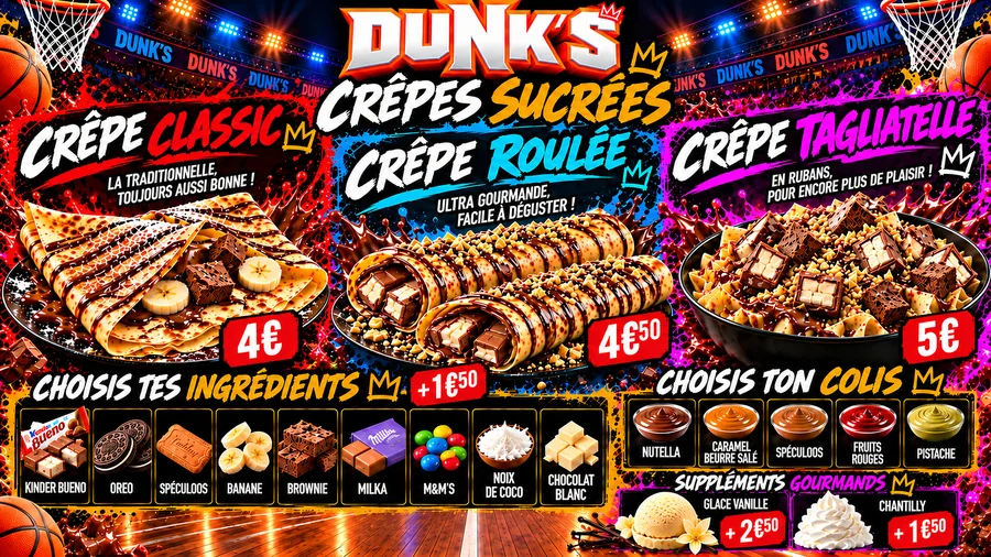 Menu DUNK’S – Crêpes sucrées