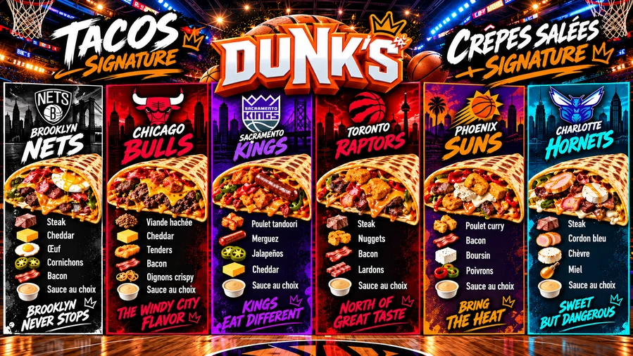 Menu DUNK’S – Tacos & crêpes salées signature