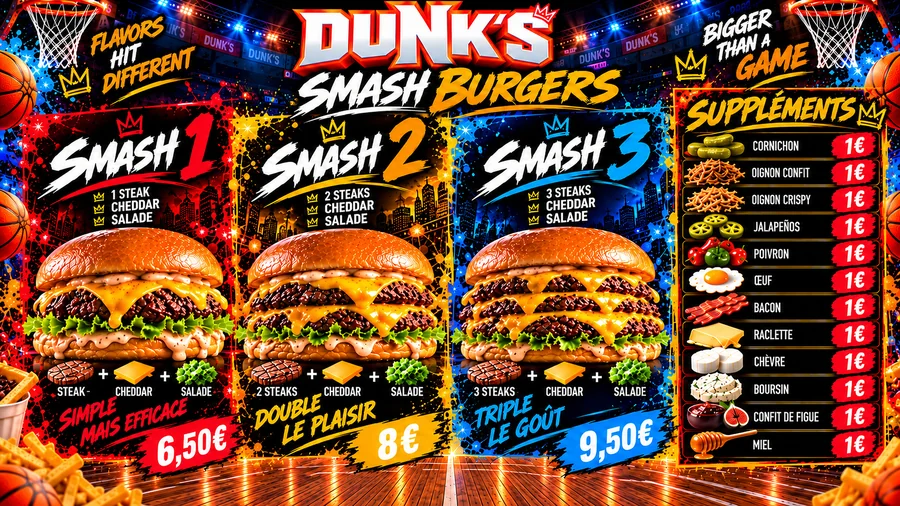 Menu DUNK’S – Smash Burgers